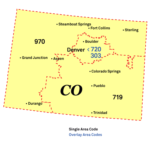 Colorado Area Codes Map