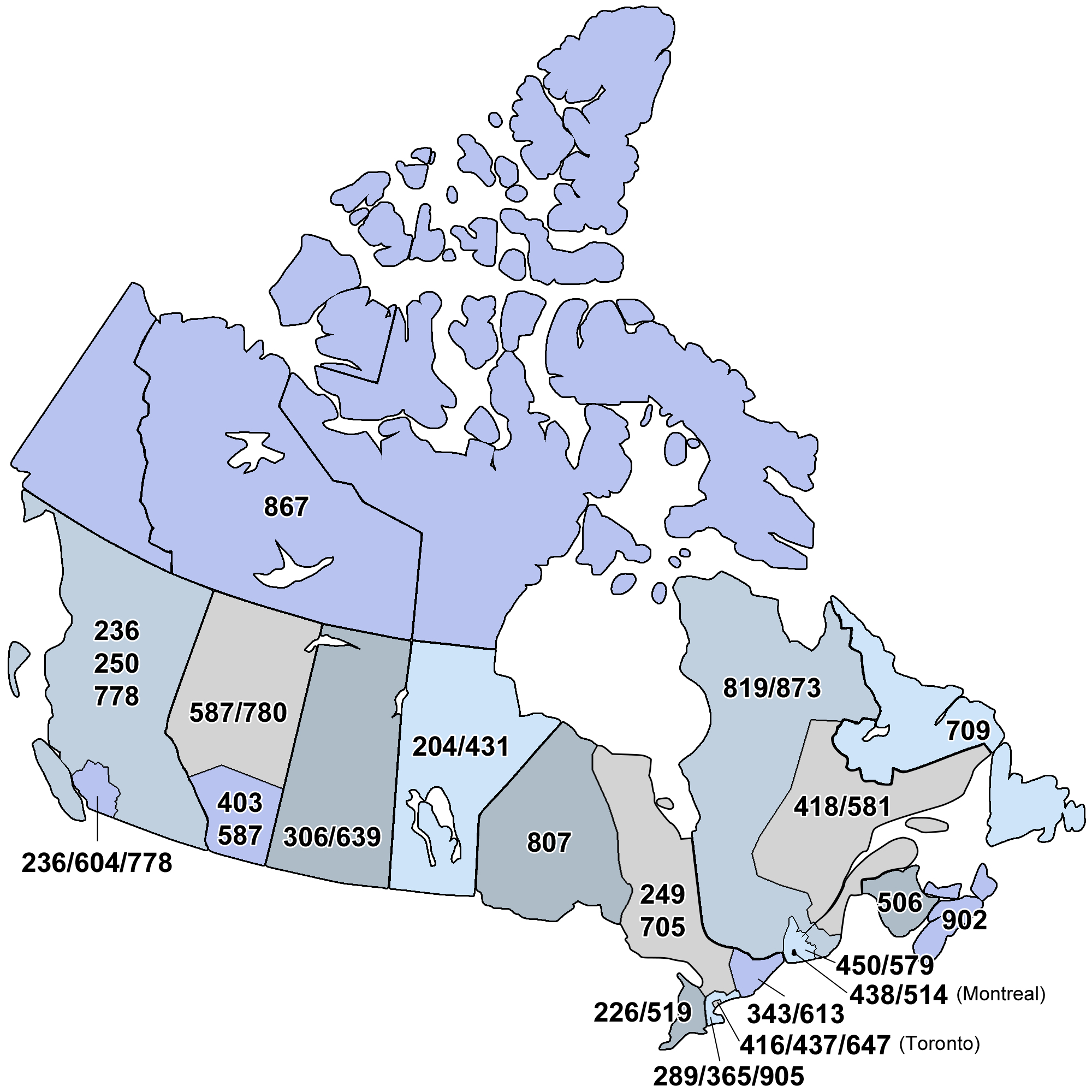 Canada Area Codes Map