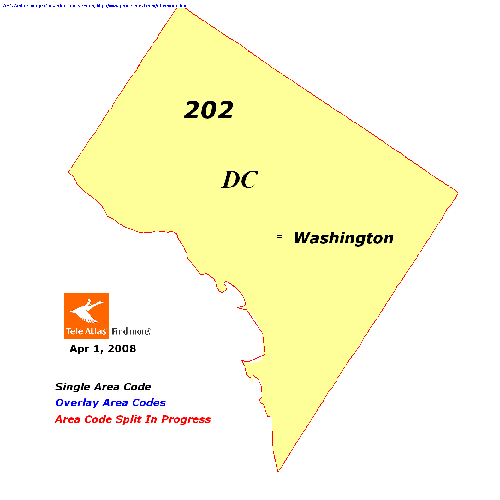 Washington, DC Area Codes Map