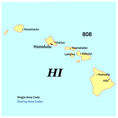 Hawaii Area Codes Map