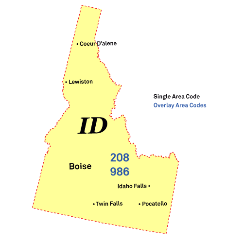 Idaho Area Codes Map