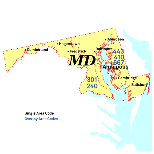 Maryland Area Codes Map